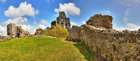 Corfe Castle, ruins on the Dorset coast of England, castle, exterior, corfe, walls, southwest, stone, outdoors, wareham, kingdom, swanage, united, purbeck, little, ruins, historic, great, ancient, tourism, britain, coast, relic, europe, dorset, outdoor